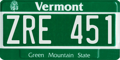 VT license plate ZRE451
