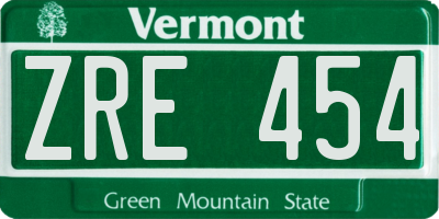 VT license plate ZRE454