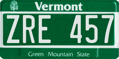 VT license plate ZRE457