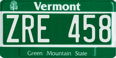 VT license plate ZRE458