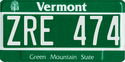 VT license plate ZRE474