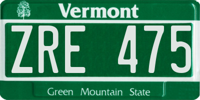 VT license plate ZRE475