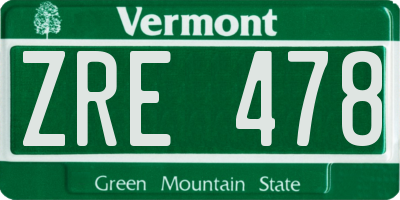 VT license plate ZRE478