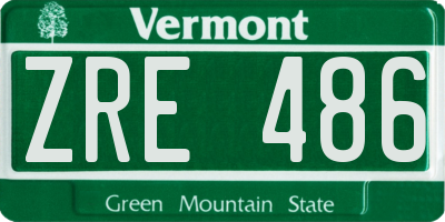 VT license plate ZRE486