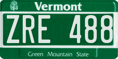 VT license plate ZRE488
