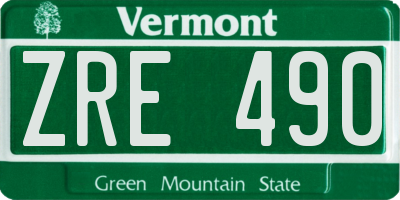VT license plate ZRE490