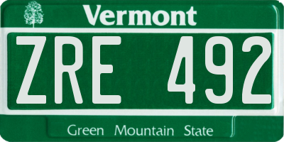 VT license plate ZRE492