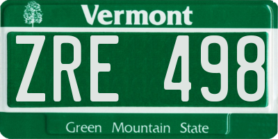 VT license plate ZRE498