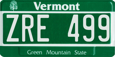 VT license plate ZRE499
