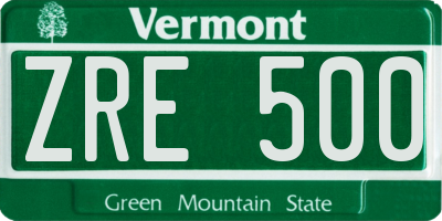 VT license plate ZRE500