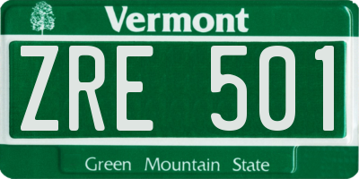 VT license plate ZRE501