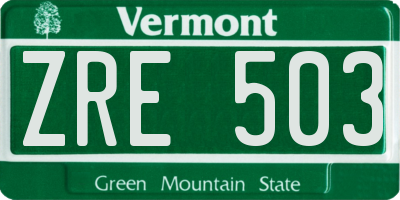VT license plate ZRE503