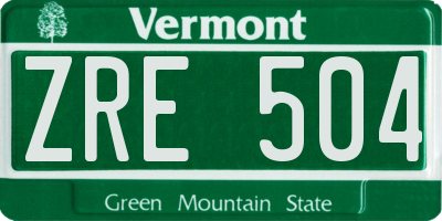 VT license plate ZRE504