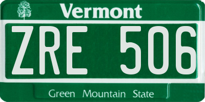 VT license plate ZRE506
