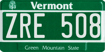 VT license plate ZRE508