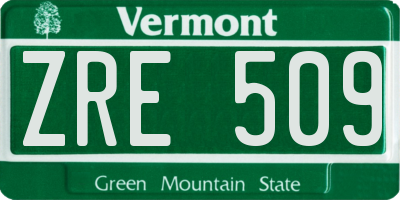 VT license plate ZRE509