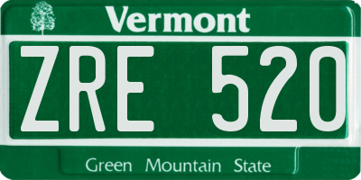 VT license plate ZRE520