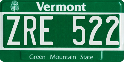 VT license plate ZRE522