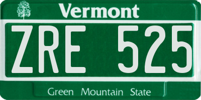VT license plate ZRE525