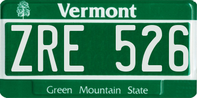 VT license plate ZRE526