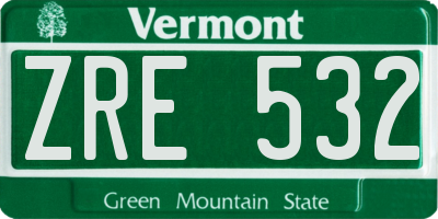 VT license plate ZRE532
