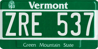 VT license plate ZRE537