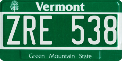 VT license plate ZRE538