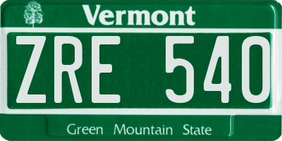 VT license plate ZRE540