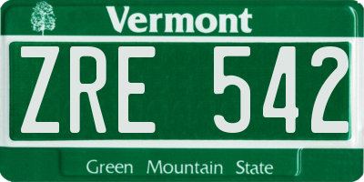 VT license plate ZRE542