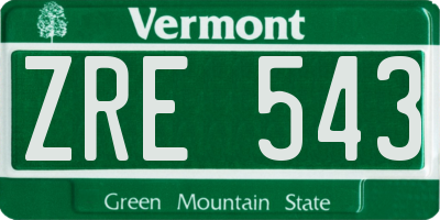 VT license plate ZRE543