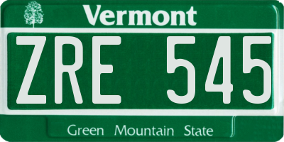 VT license plate ZRE545