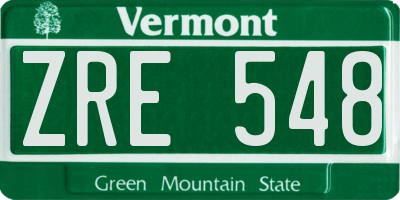 VT license plate ZRE548
