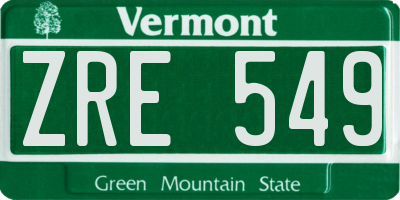 VT license plate ZRE549