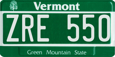 VT license plate ZRE550