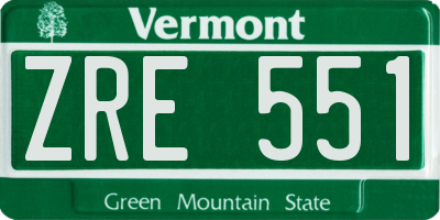 VT license plate ZRE551