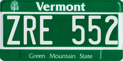 VT license plate ZRE552