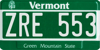 VT license plate ZRE553