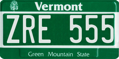 VT license plate ZRE555