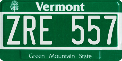 VT license plate ZRE557