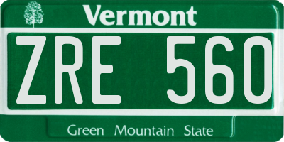 VT license plate ZRE560