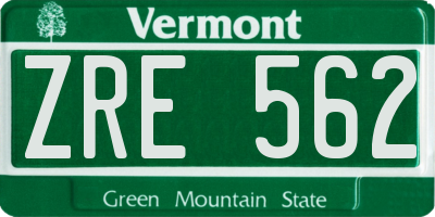 VT license plate ZRE562