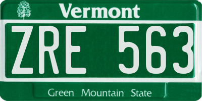 VT license plate ZRE563
