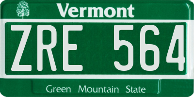 VT license plate ZRE564