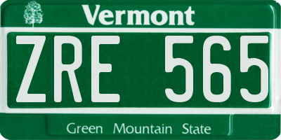 VT license plate ZRE565
