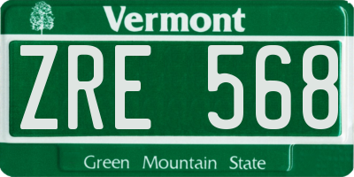 VT license plate ZRE568