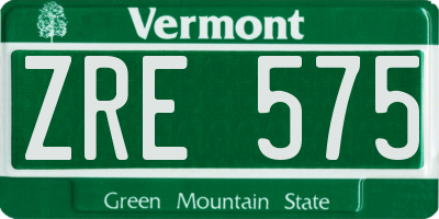 VT license plate ZRE575
