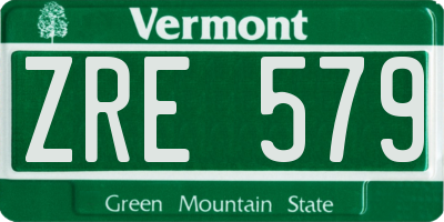 VT license plate ZRE579