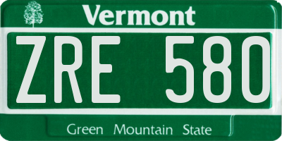VT license plate ZRE580