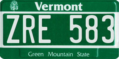 VT license plate ZRE583