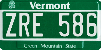 VT license plate ZRE586